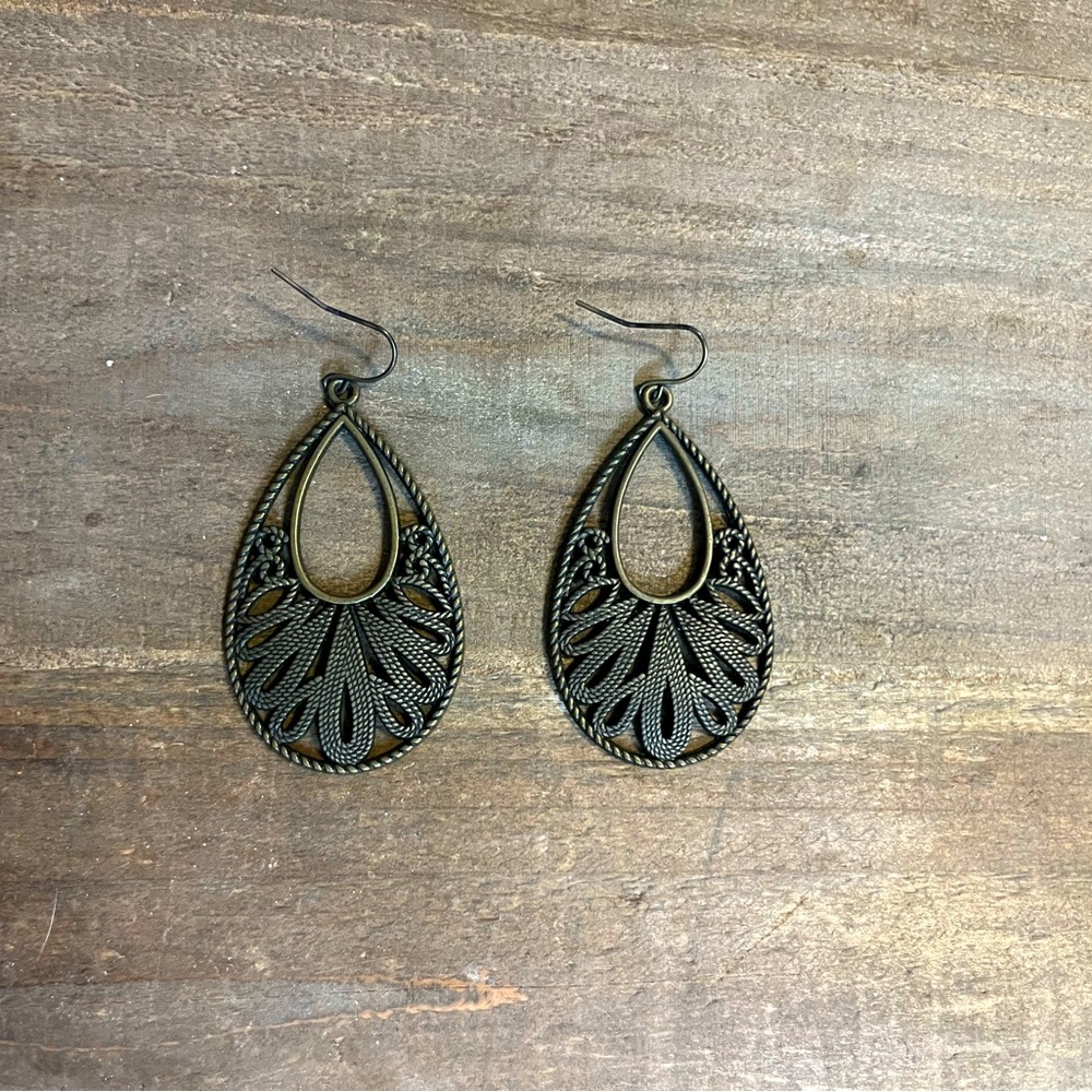 Statement Teardrop Boho Neutral Drop Textured Earrings